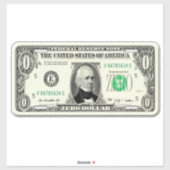 ゼロドル紙幣ナンバープレート シール (シート)