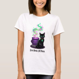 ゼロ・ホーカス・オール・ポーカス 面白い 猫 魔女 薬缶 デザイン Tシャツ