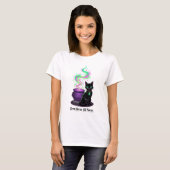 ゼロ・ホーカス・オール・ポーカス 面白い 猫 魔女 薬缶 デザイン Tシャツ (正面フル)