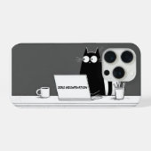 ゼロ・ミャウティベーション・キャット - 楽しい怠惰な仕事の漫画 iPhoneケース (裏面横)