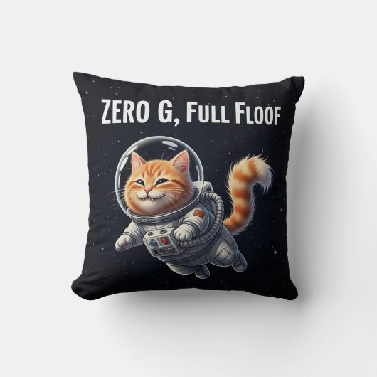 ゼロG、ふわふわ満点!愛らしい宇宙猫 クッション (正面)