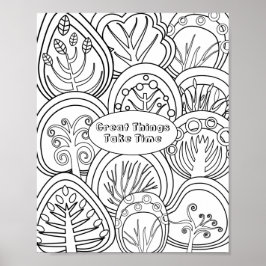 ゼンお洒落ドードルツリーズ引用文リラックスズカラーリング ポスター