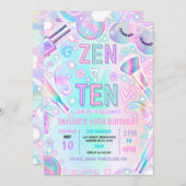 ゼンアットテンパステルパーティースパメイクアップ10誕生日 招待状 (正面/裏面)