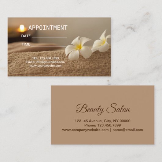 ゼンアロマセラピースパマッサージセラピーアポイントメント 予約カード (正面/裏面)