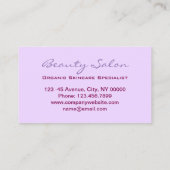 ゼンアロマセラピースパ美しいサロンエステティシャン 名刺 (裏面)