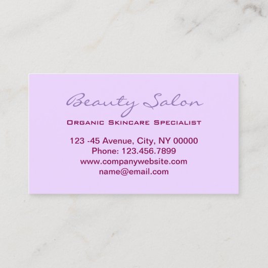 ゼンアロマセラピースパ美しいサロンエステティシャン 名刺 (裏面)