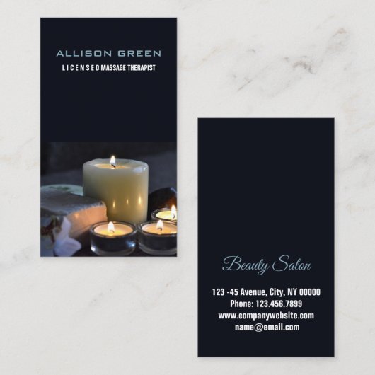 ゼンアロマセラピーマッサージセラピストサロンスパ 名刺 (正面/裏面)