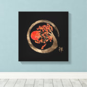 ゼンエンソサークルアンドゴールデン桜ツリー キャンバスプリント (インサイチュ (ウッドフロア))