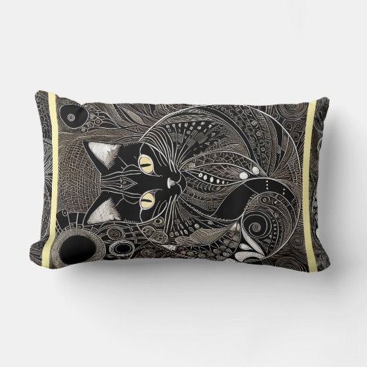 ゼンキャットコンパニオン新月黄ストライプ色 ランバークッション (正面)