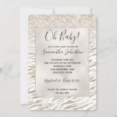 ゼンクリームホワイトココアブラウングリッターゼブラプリント 招待状 (正面)