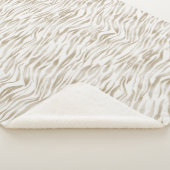 ゼンクリームホワイトココアブラウンゼブラプリント シェルパブランケット (3/4)