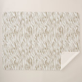 ゼンクリームホワイトココアブラウンゼブラプリント シェルパブランケット (正面(横))