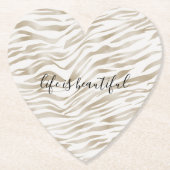 ゼンクリームホワイトココアブラウンゼブラプリント ペーパーコースター (正面)