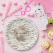 ゼンクリームホワイトココアブラウンゼブラプリント ペーパープレート (パーティー)