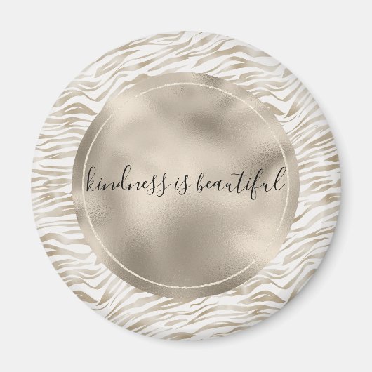 ゼンクリームホワイトココアブラウンゼブラプリント マグネット (正面)