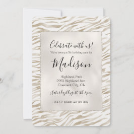 ゼンクリームホワイトココアブラウンゼブラプリント 招待状