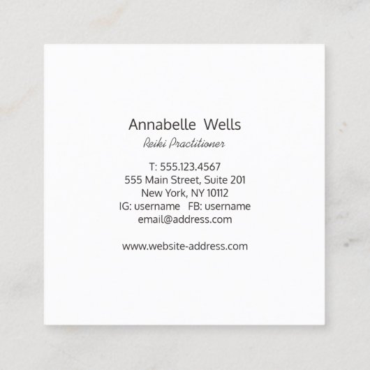 ゼングローエナジーヒーラー霊気プラクティショナウェルネス スクエア名刺 (裏面)