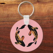 ゼンコイフィッシュピンクシンプルクミニマリストキーチェーン キーホルダー (正面)