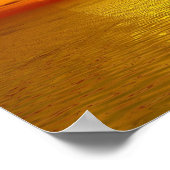 ゼンサンセットオレンジイエロー海ラブピース調和 ポスター (角)