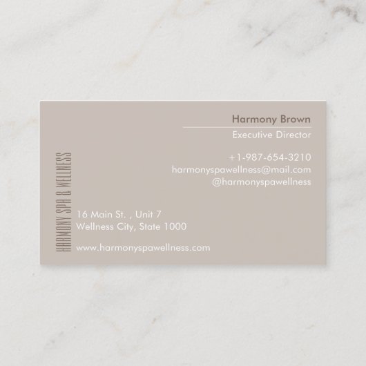 ゼンサンドストーンズスパ&ウェルネスベージュ名刺 名刺 (裏面)