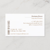 ゼンサンドストーンズスパ&ウェルネスホワイトビジネスカード 名刺 (裏面)