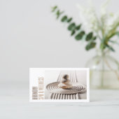 ゼンサンドストーンズスパ&ウェルネスホワイトビジネスカード 名刺 (スタンド正面)