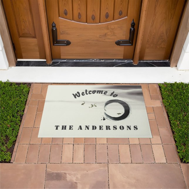 ゼンサークルエンソコイブラシ絵画ズカスタム歓迎 ドアマット (室外)