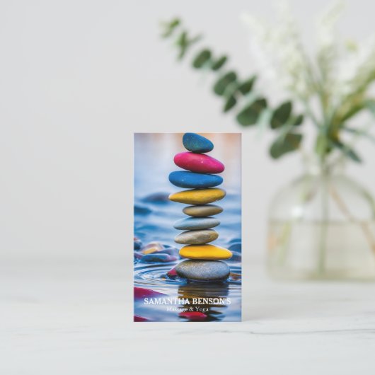 ゼンストーンズマッサージセラピスト 名刺 (スタンド正面)