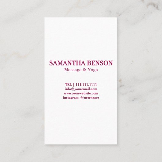 ゼンストーンズマッサージセラピスト 名刺 (裏面)