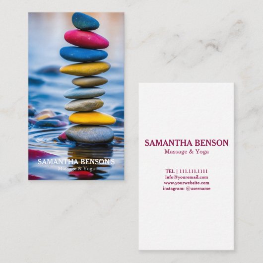 ゼンストーンズマッサージセラピスト 名刺 (正面/裏面)