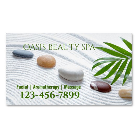 ゼンスパサロンアロマセラピーマッサージセラピスト マグネット名刺 (正面)