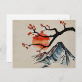 ゼンセレニティランドスケープ桜マウンテンサンセット ポストカード (正面/裏面)