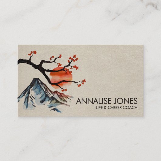 ゼンセレニティランドスケープ桜マウンテンサンセット 名刺 (正面)