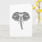 ゼンタングルインスパイアインディアンゾウ カード (黄色い花)