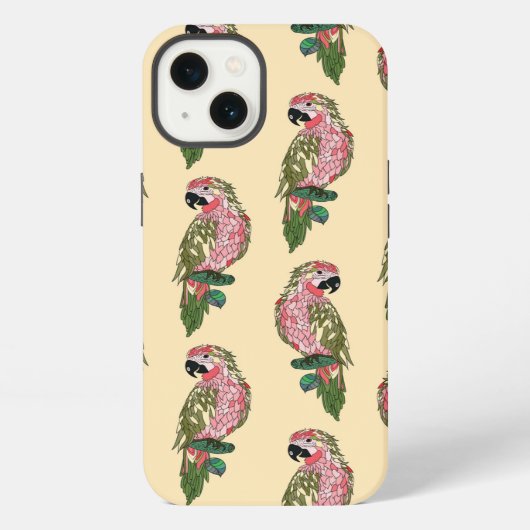 ゼンタングル風のオウム iPhoneケース (裏面)