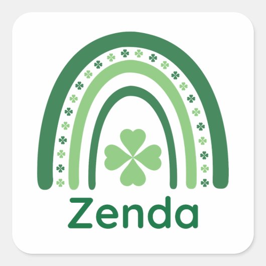 ゼンダネームクローバーボホーレインボー スクエアシール (正面)