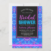 ゼンチルブルーピンクパープルブライダルシャワーパーティー 招待状 (正面)