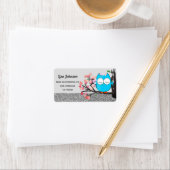 ゼンブルーオウル春ブルームグレーグリッターメーリング ラベル (インサイチュ)