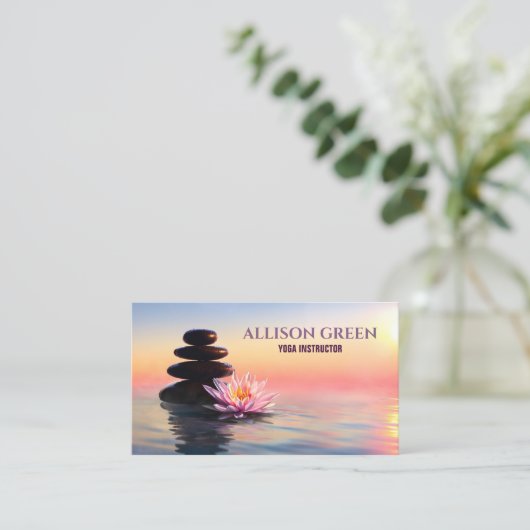 ゼンマッサージセラピー瞑想ヨガインストラクター 名刺 (スタンド正面)