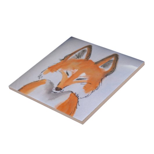 ゼンレッドキツネアミニマルートホワイトアニ絵画マルズ タイル (側面)