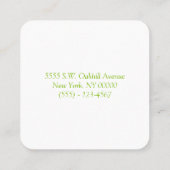 ゼンロックス&リリーフラワーグリーン&ホワイト美しいスパ スクエア名刺 (裏面)