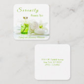 ゼンロックス&リリーフラワーグリーン&ホワイト美しいスパ スクエア名刺 (正面/裏面)