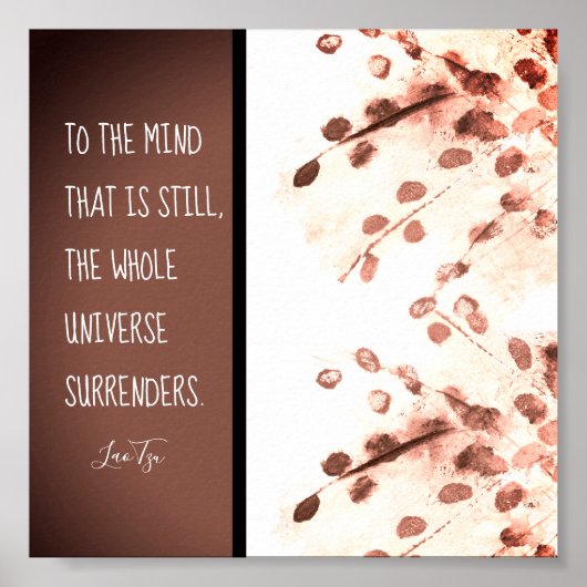 ゼン感動的引用文ラオチュ自然アートブラウン ポスター (正面)