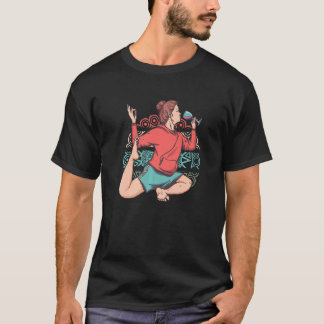 ゼン瞑想ヨガエカパダラジャカポタサナワインO Tシャツ