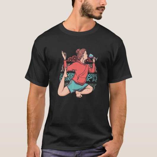 ゼン瞑想ヨガエカパダラジャカポタサナワインO Tシャツ (正面)