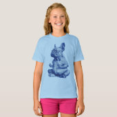 ゼン・ブルドッグ瞑想ポーズアート Tシャツ (正面フル)