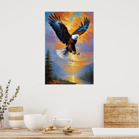 ソアユニークリングのワシ、フリーワシの鳥 ポスター (キッチン)