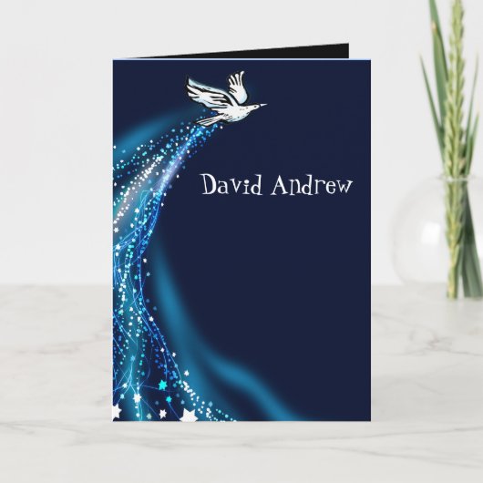 ソアリングドーブこうもりバー(ユダヤ教の)バル・ミツバー招待状折り畳み 招待状 (正面)