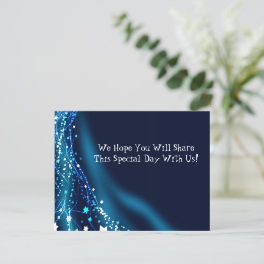 ソアリングドーブこうもりバー(ユダヤ教の)バル・ミツバー招待状返信カード 出欠カード (スタンド正面)