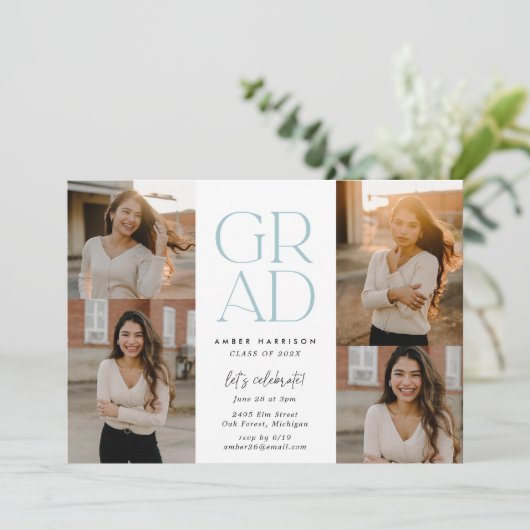 ソアリングモダングラード |ほこりっぽい青い写真卒業 招待状 (スタンド正面)